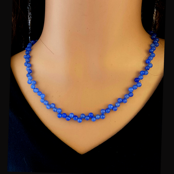 Ágata de encaje azul - Delicado collar de capas de ágata azul natural con un toque