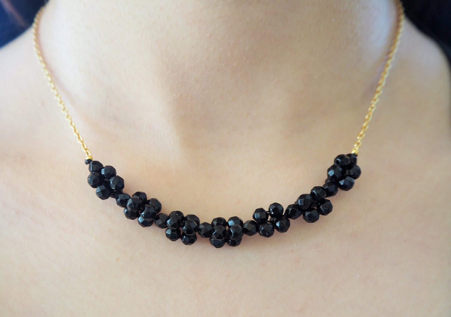 Collier chaîne onyx et argent