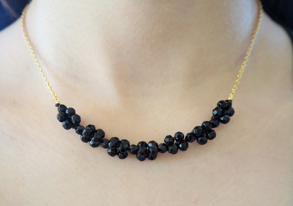 Onyx and silver chain necklace