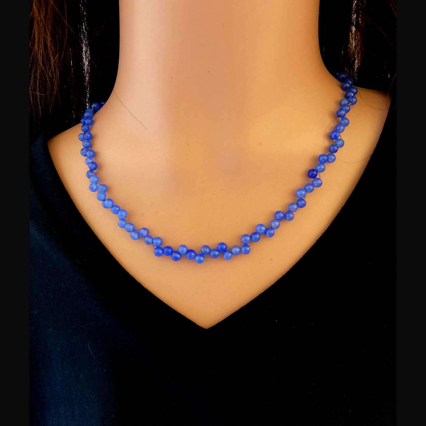 Agate de dentelle bleue - Collier de superposition d'agate bleue naturelle Dainty avec une torsion