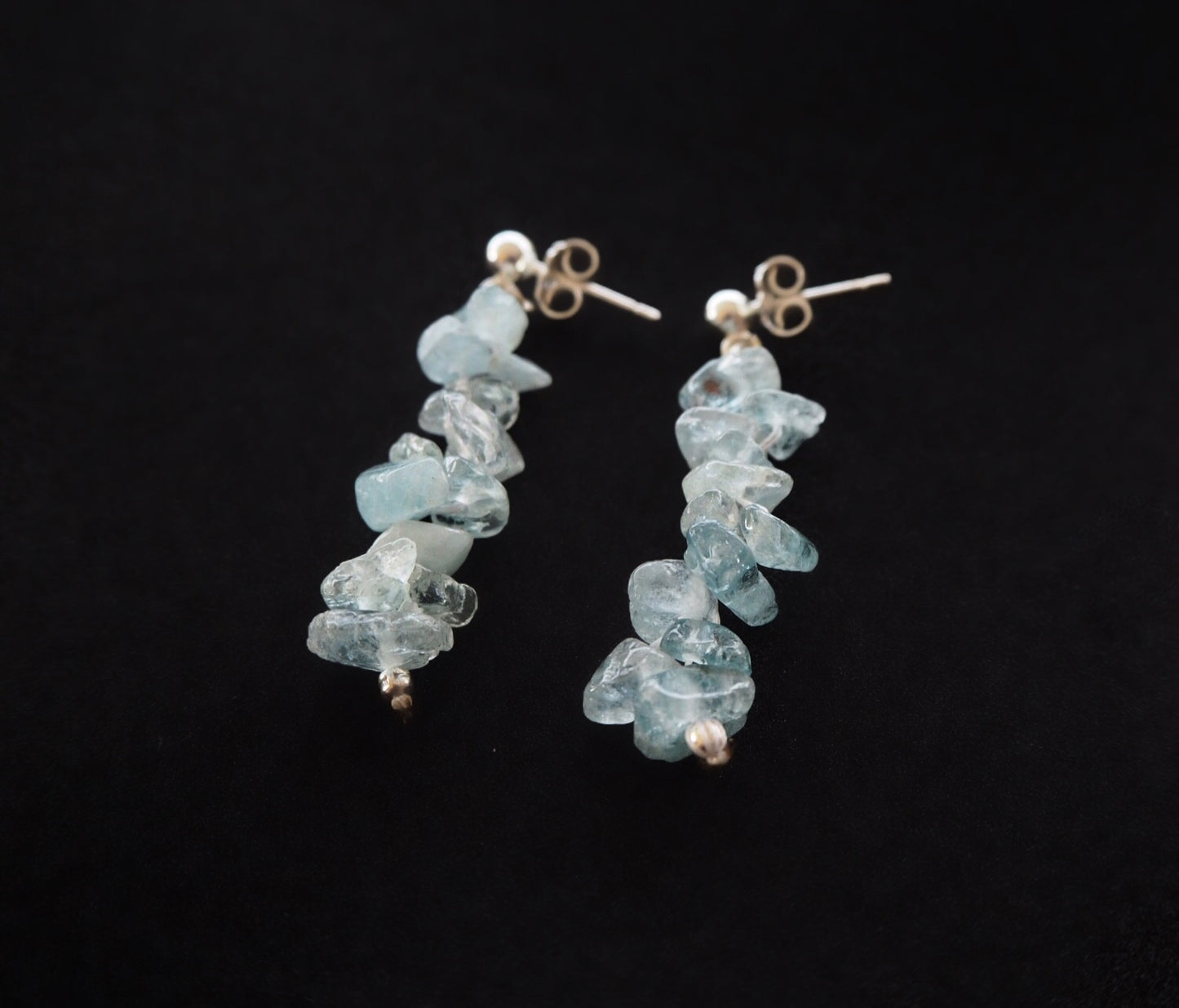 Aquamarine chips and silver earrings