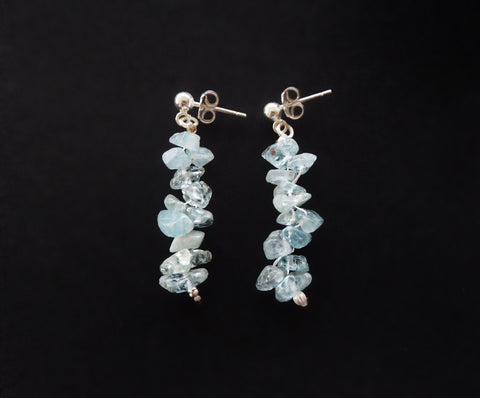 Aquamarine chips and silver earrings