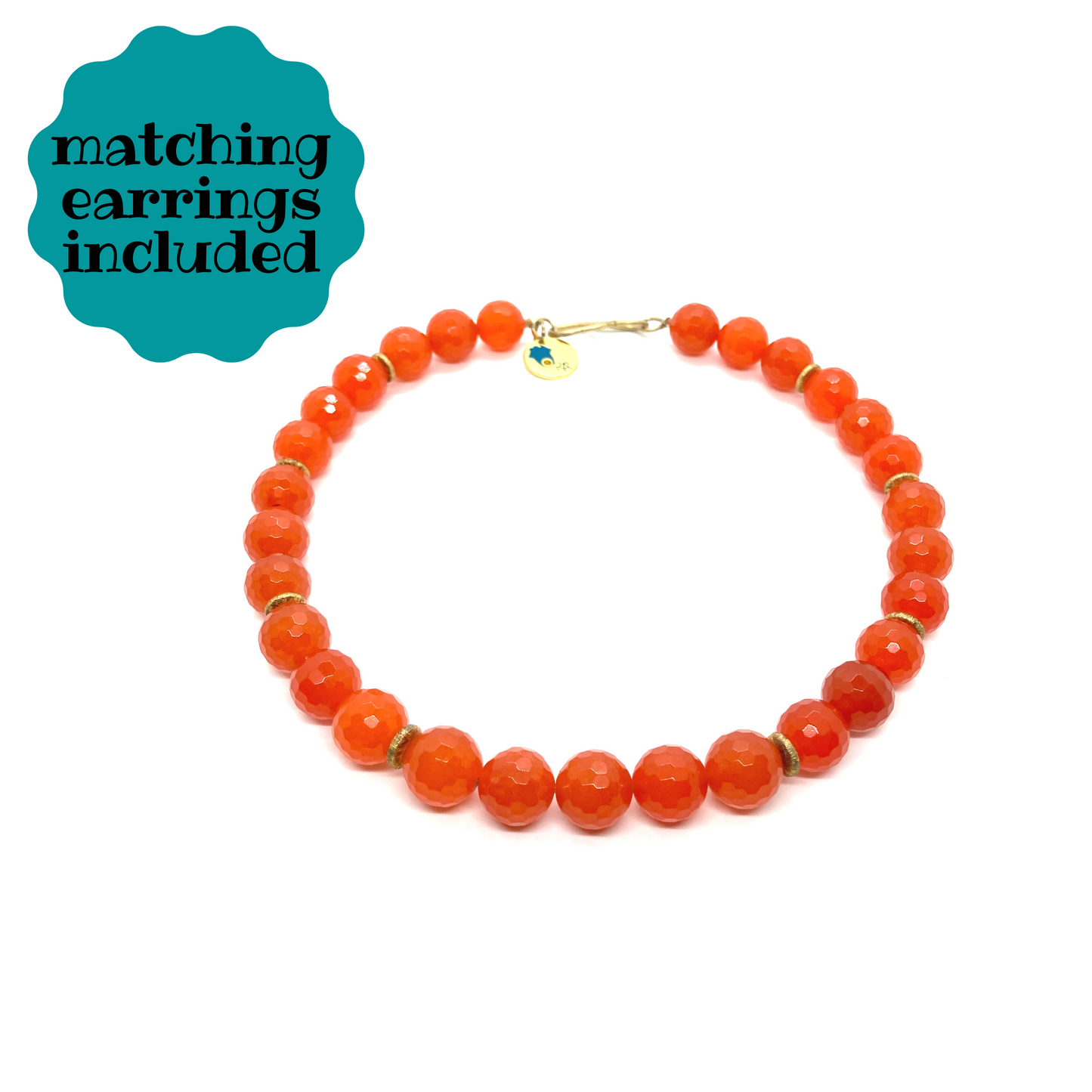 Naranja natural, conjunto de collar de cornalina vívida, collar de cristal curativo, regalos para ella, piedra de nacimiento de Virgo