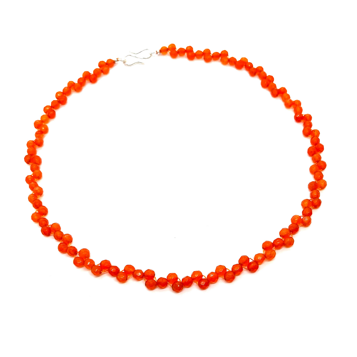 Cornaline - Collier de superposition de cornaline orange vif naturel avec une touche