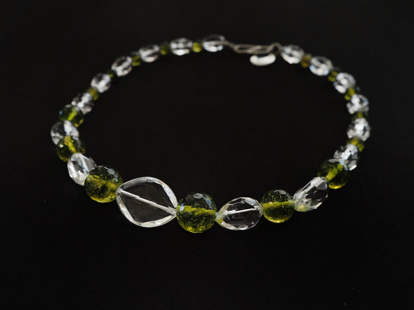 Rock crystal quartz necklace, natural gemstones, one of a kind necklace