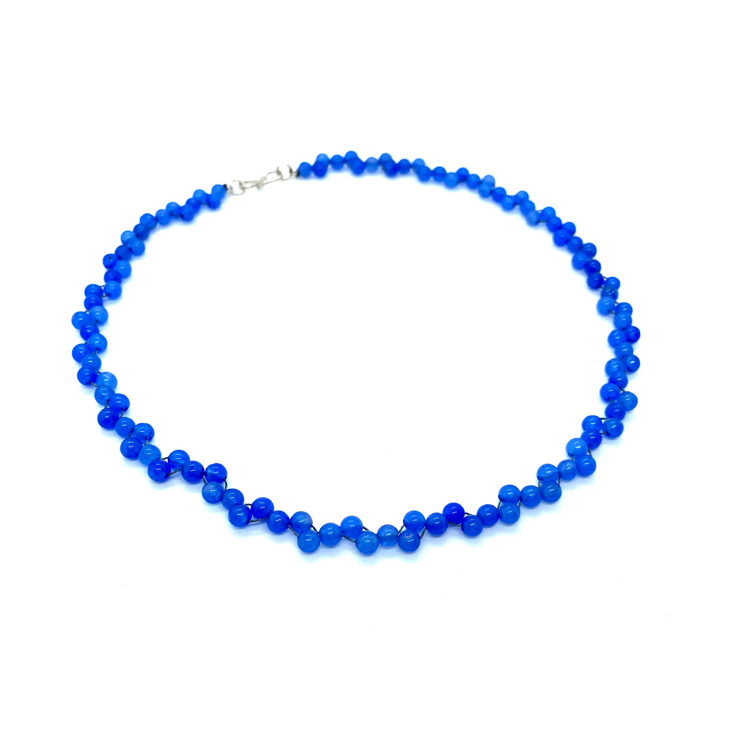 Blue lace agate - Dainty natural blue agate layering necklace with a twist