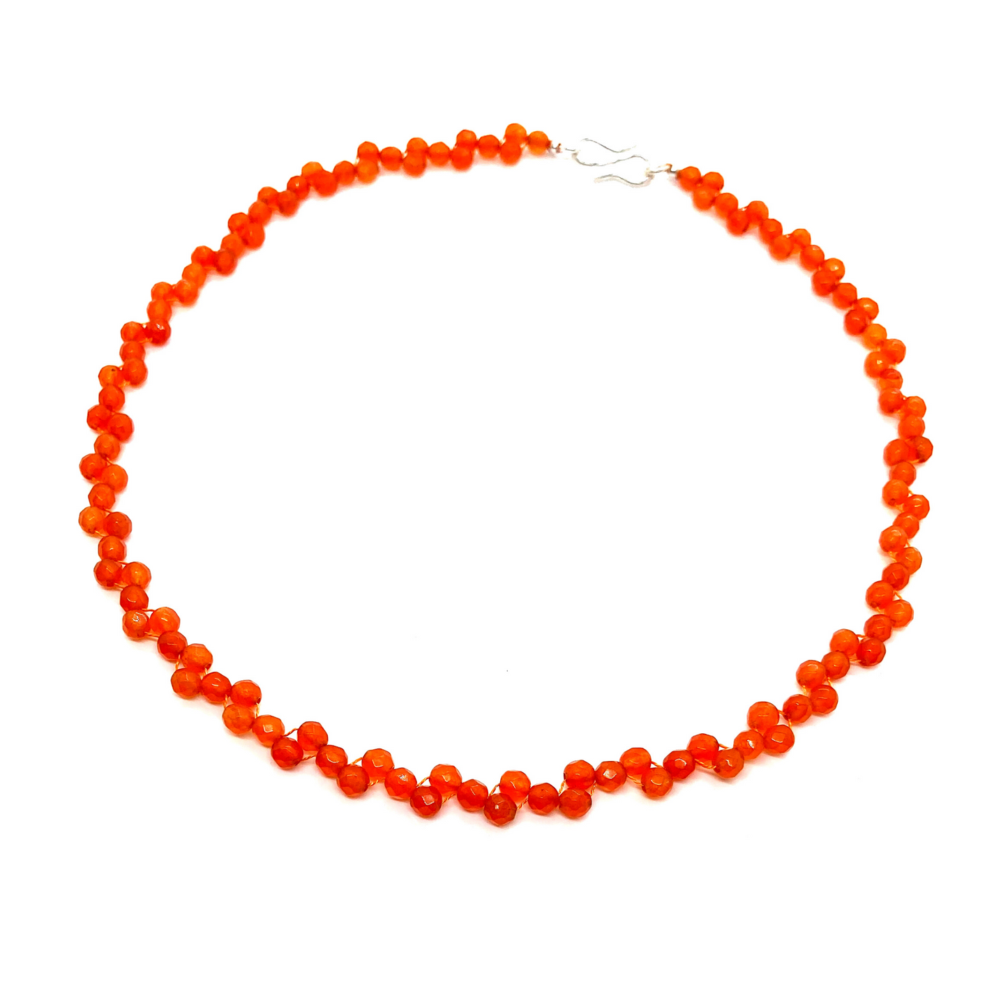 Cornaline - Collier de superposition de cornaline orange vif naturel avec une touche