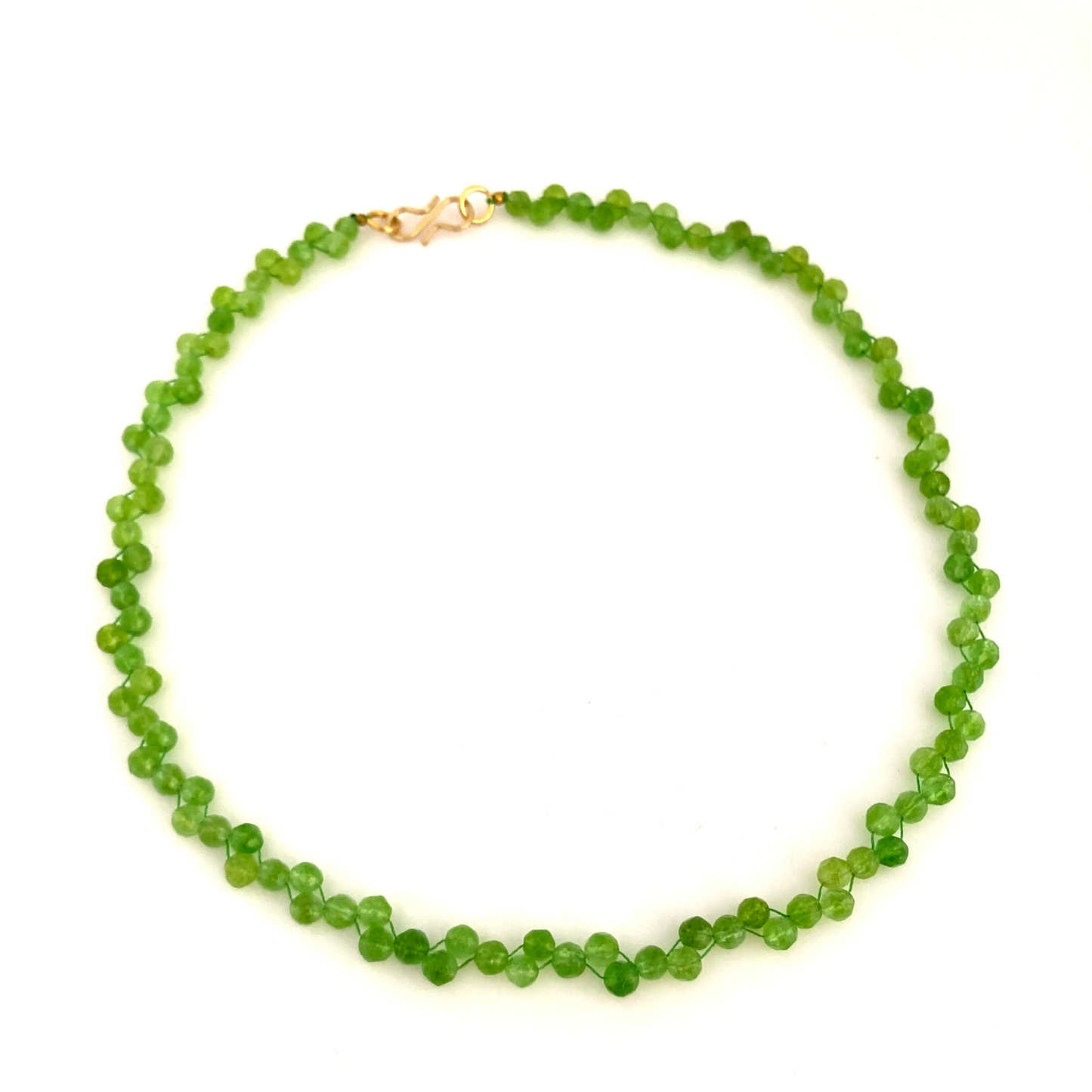 Genuine Peridot necklace with a twist, green gemstone necklace, August birthstone, 16th, 30th and 60th anniversary, SS green color trend