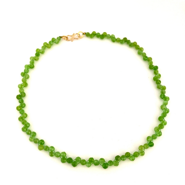 Collana Peridot genuina con un tocco, collana di pietre preziose verdi, pietra portafortuna di agosto, 16, 30 e 60 anni, tendenza colore verde SS