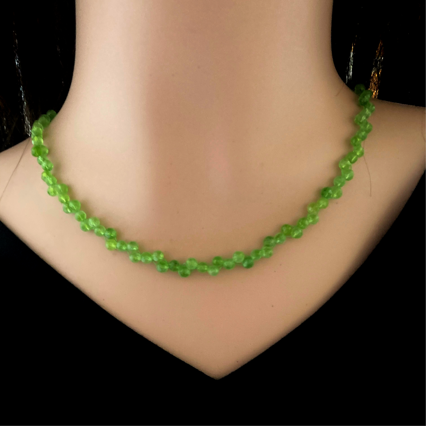 Genuine Peridot necklace with a twist, green gemstone necklace, August birthstone, 16th, 30th and 60th anniversary, SS green color trend