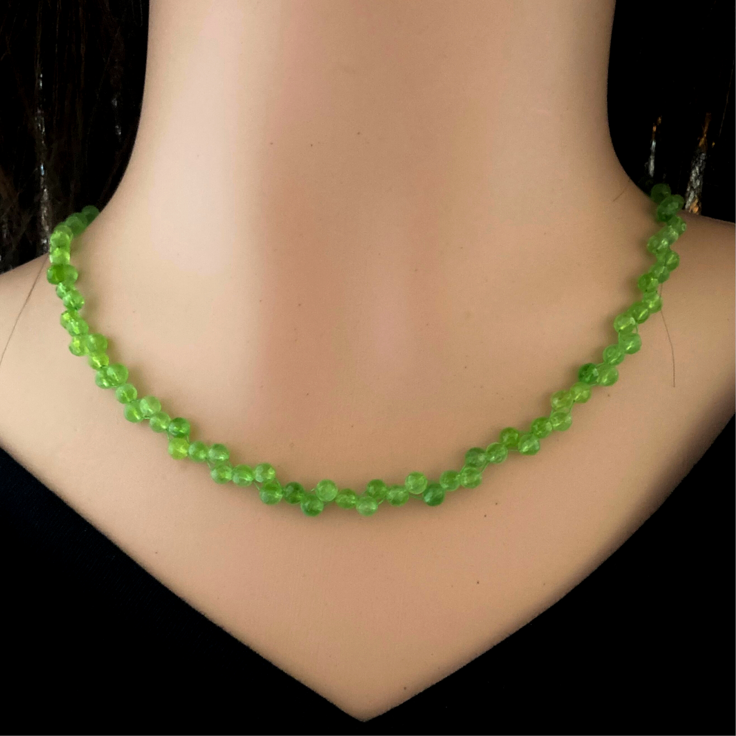 Collana Peridot genuina con un tocco, collana di pietre preziose verdi, pietra portafortuna di agosto, 16, 30 e 60 anni, tendenza colore verde SS