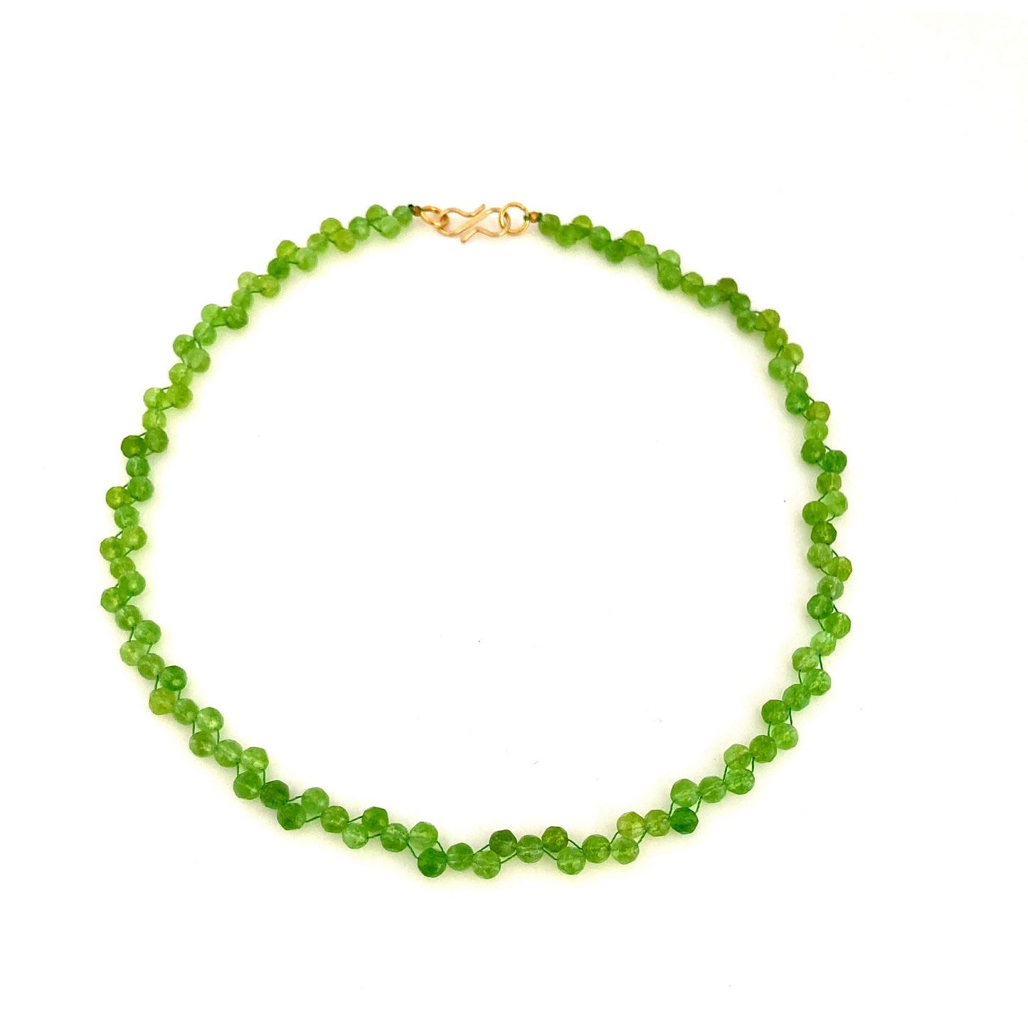 Genuine Peridot necklace with a twist, green gemstone necklace, August birthstone, 16th, 30th and 60th anniversary, SS green color trend