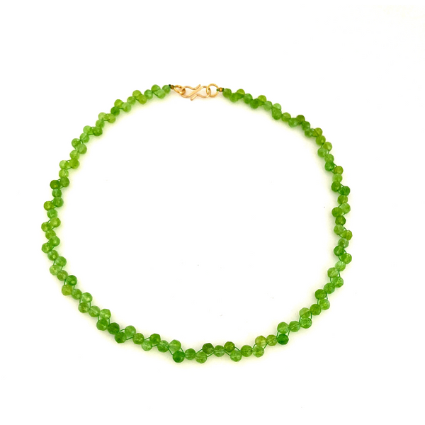Collana Peridot genuina con un tocco, collana di pietre preziose verdi, pietra portafortuna di agosto, 16, 30 e 60 anni, tendenza colore verde SS