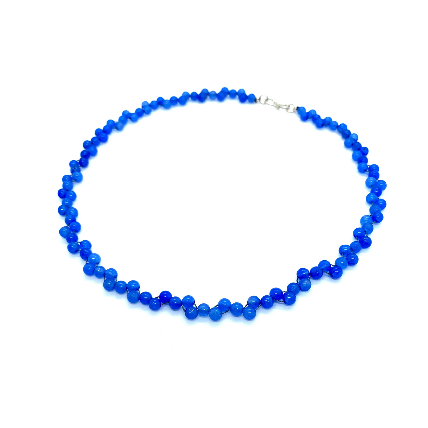 Blue lace agate - Dainty natural blue agate layering necklace with a twist