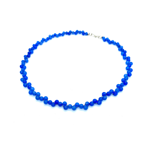 Ágata de encaje azul - Delicado collar de capas de ágata azul natural con un toque