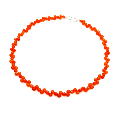 Carnelian - Natural vivid orange carnelian layering necklace with a twist