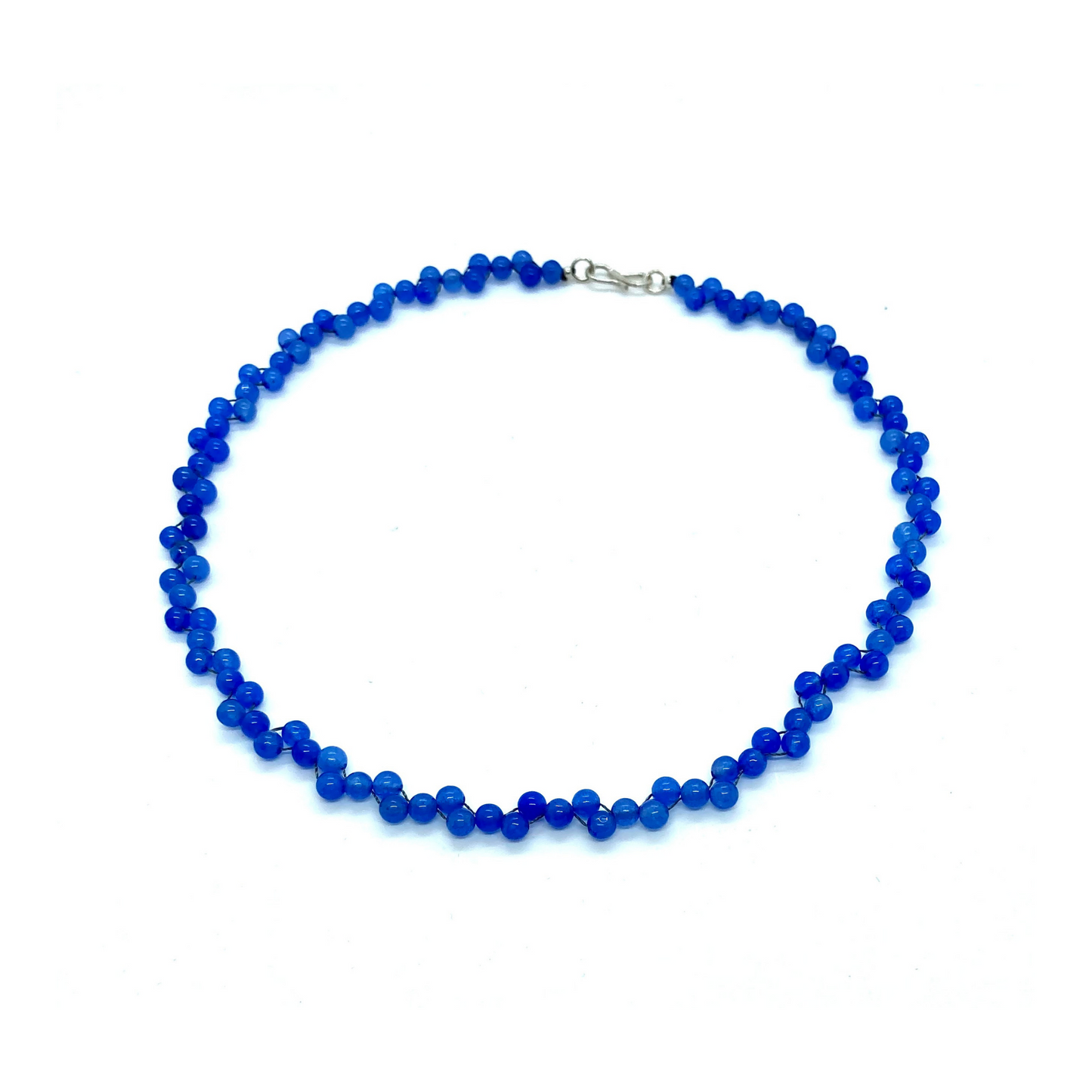 Agata di pizzo blu - Collana a strati di agata blu naturale delicata con un tocco