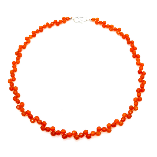 Cornalina - Collar de capas de cornalina naranja vivo natural con un toque