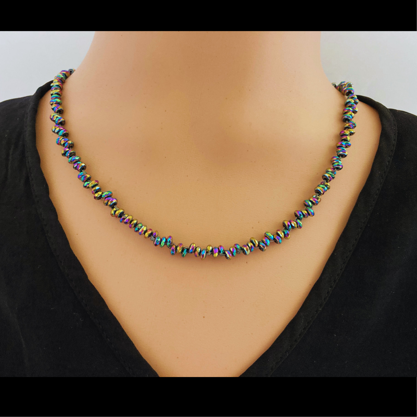 Collier en hématite multicolore véritable Dainty, véritable collier de pierres précieuses, bijoux faits à la main, cadeau pour elle ou pour lui, passion twist, gemme arc-en-ciel