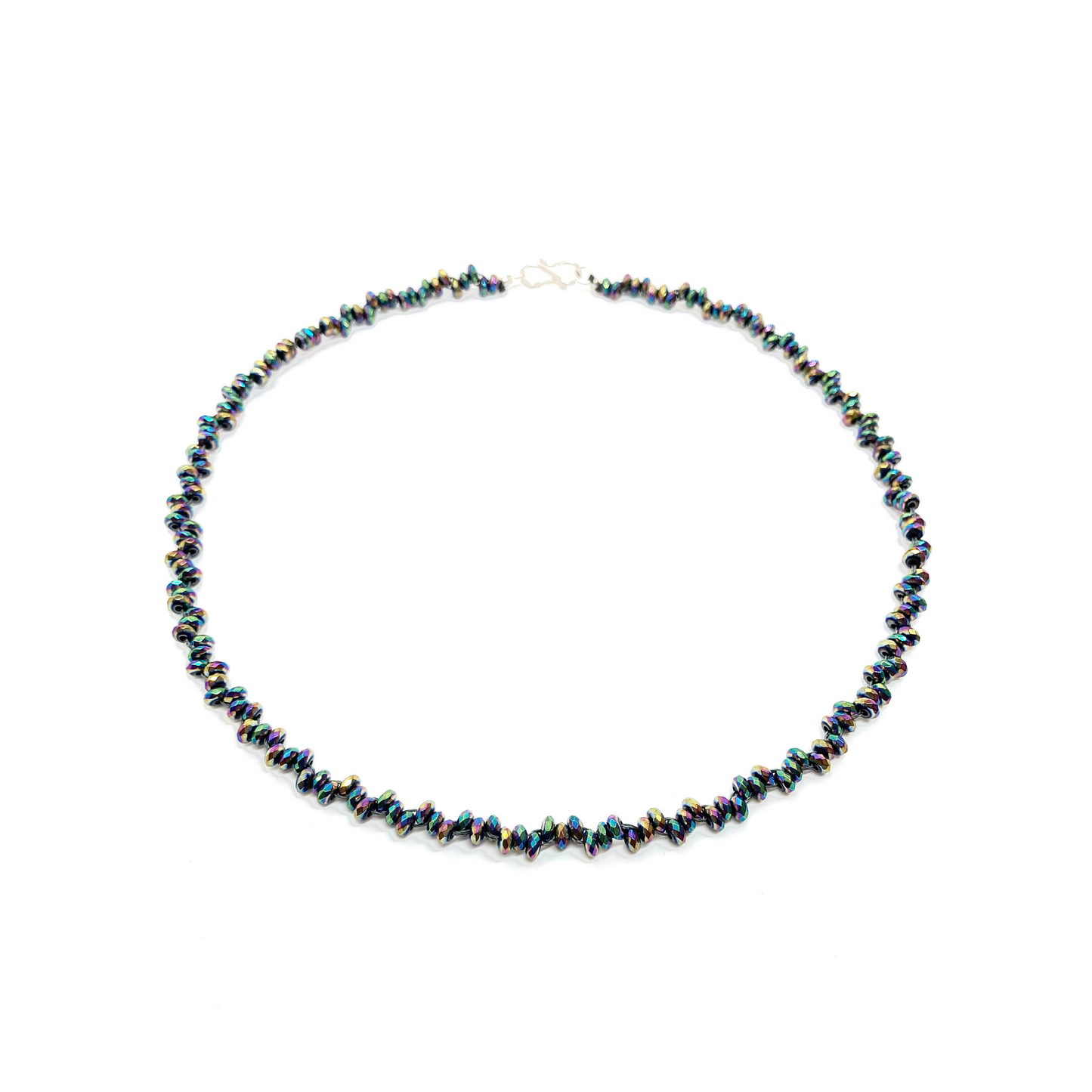 Collier en hématite multicolore véritable Dainty, véritable collier de pierres précieuses, bijoux faits à la main, cadeau pour elle ou pour lui, passion twist, gemme arc-en-ciel