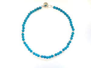 Agate -Turquoise blue agate and silver necklace