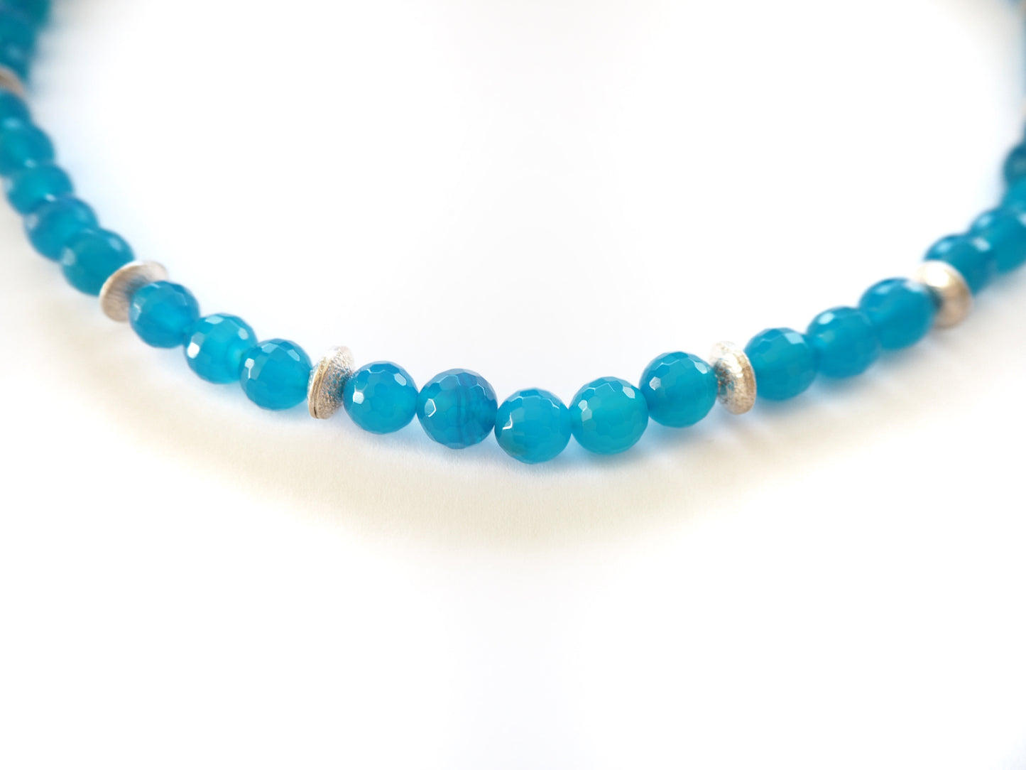 Agate -Turquoise blue agate and silver necklace