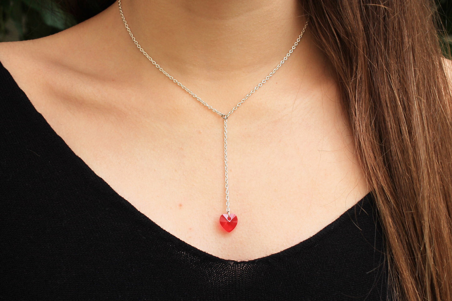 Kristallherz Gold/Silberkette, Valentinstag, Liebesgeschenk, Freundin, Liebe liegt in der Luft, das perfekte Geschenk für sie, Kristallherz