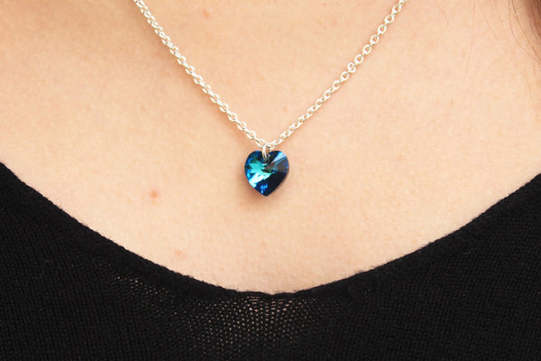 Cadena de plata de corazón de cristal Swarovsky, día de San Valentín, regalo de amor, novia, el amor está en el aire, el regalo perfecto para ella, corazón de cristal