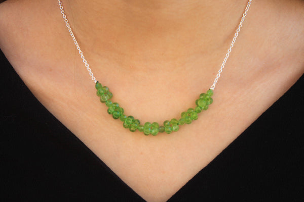Peridot and silver chain necklace
