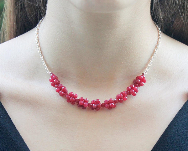Ruby - Collar de cadena de rubí y plata