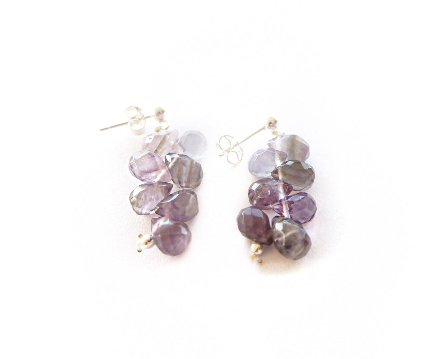 Amethyst quartz briolettes pendant and silver earrings