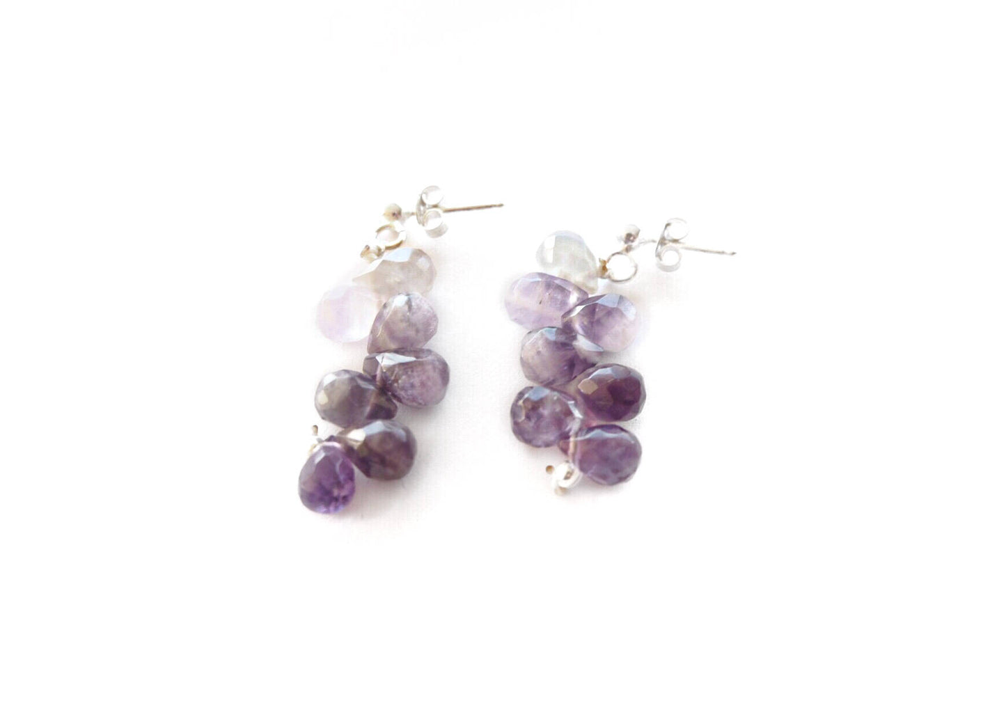 Amethyst quartz briolettes pendant and silver earrings