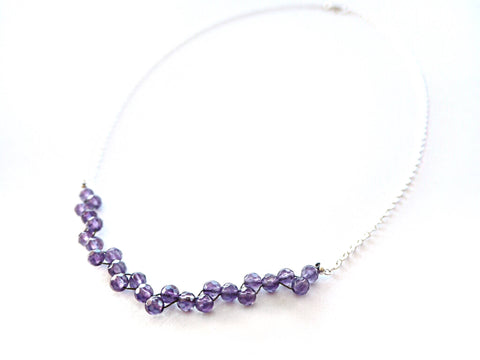 Amethyst quartz and silver chain necklace