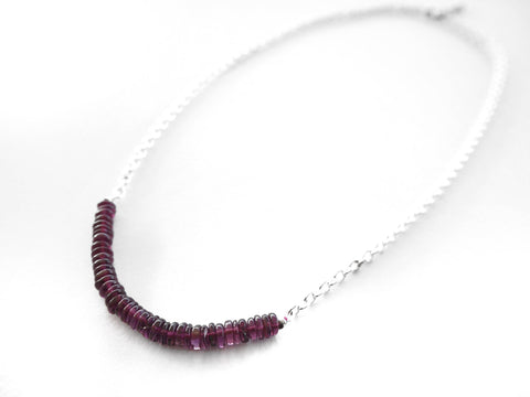 Granat - Rhodolite Granat Rondellen AA und Silberkette Halskette