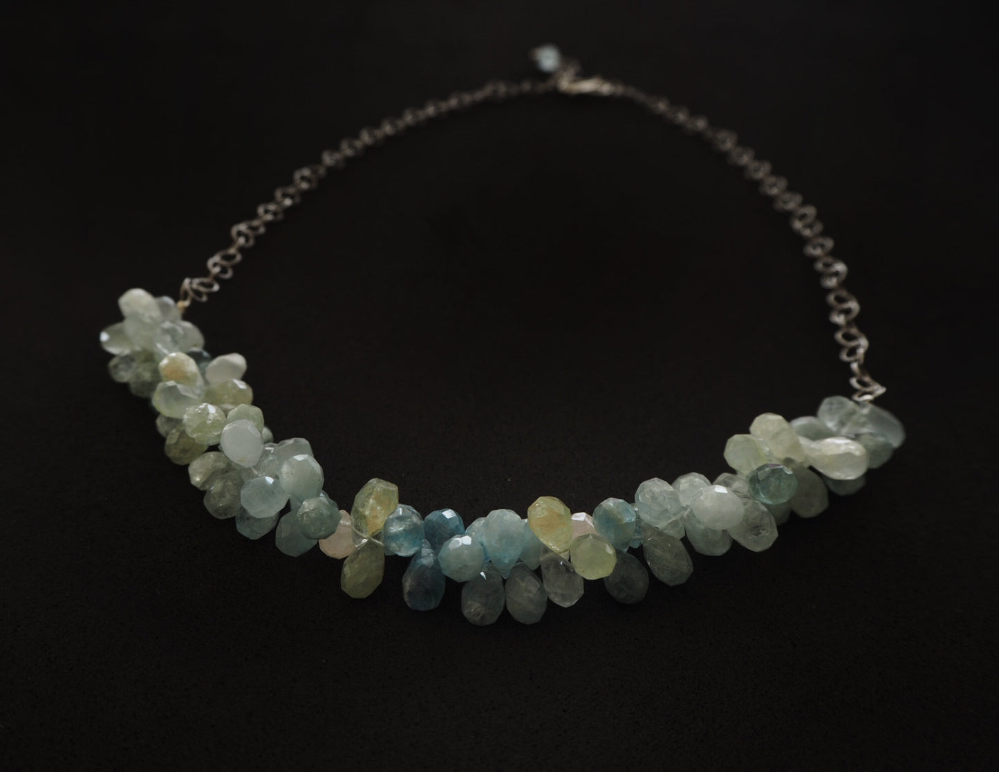 Briolette Aquamarine e colar de prata esterlina