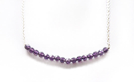 Amethyst quartz and  silver chain necklace