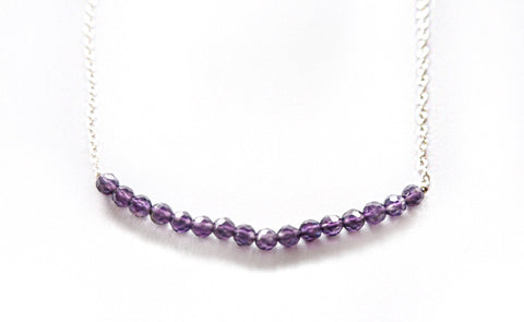 Amethyst quartz and  silver chain necklace