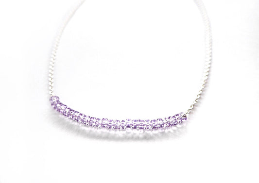 Amethyst quartz rondelles and silver chain necklace