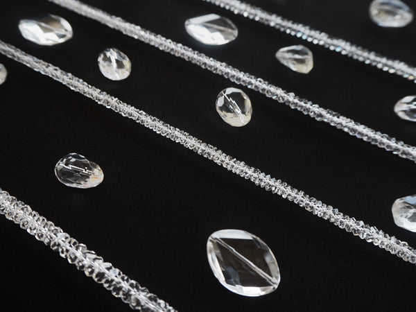 Brioletes de quartzo de cristal de rocha e colar de corrente de prata esterlina