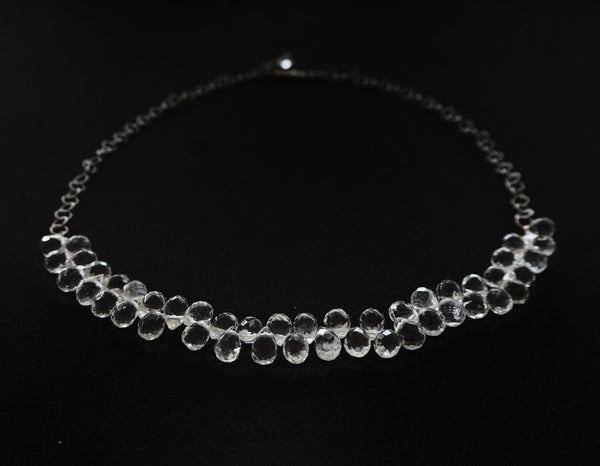 Bergkristall-Quarz-Brioleten und Halskette aus Sterlingsilber