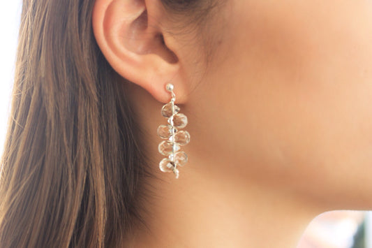 Boucles d'oreilles en argent sterling avec briolettes facettées et quartz