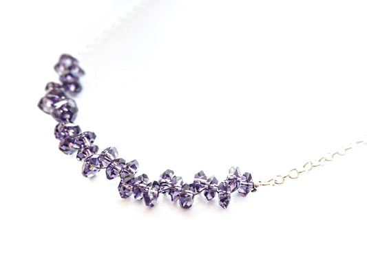 Amethyst quartz rondelles and silver chain necklace