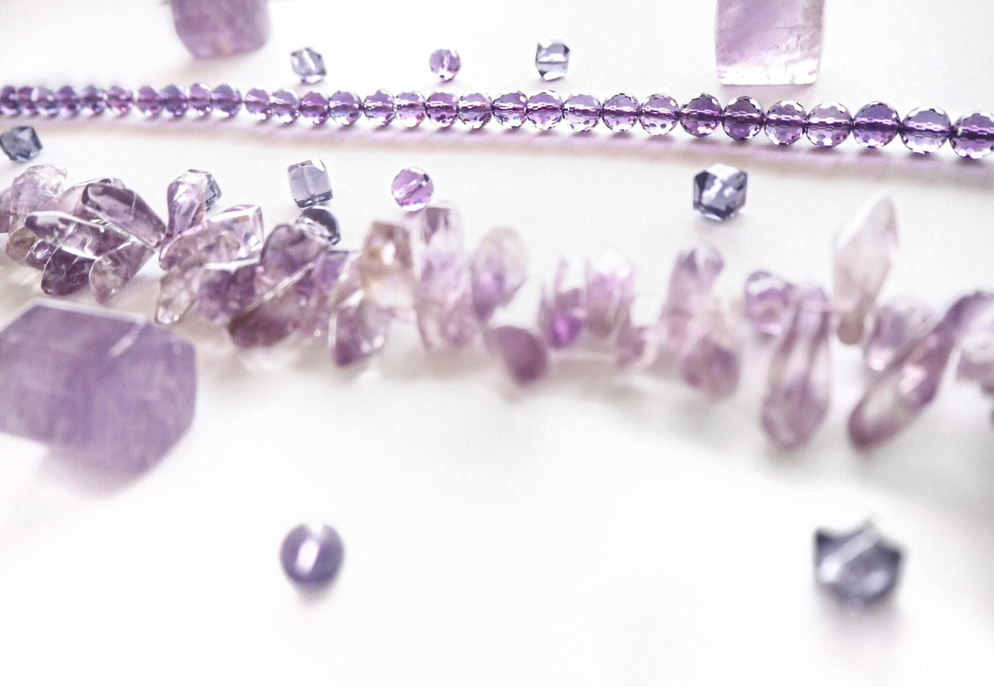Amethyst Quarz Rondellen und Silberkette Halskette
