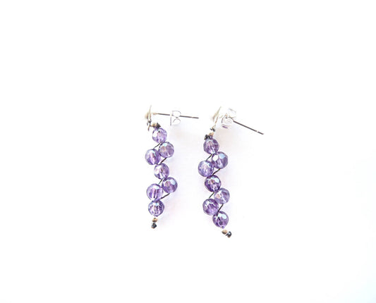 Boucles d'oreilles quartz améthyste et argent sterling