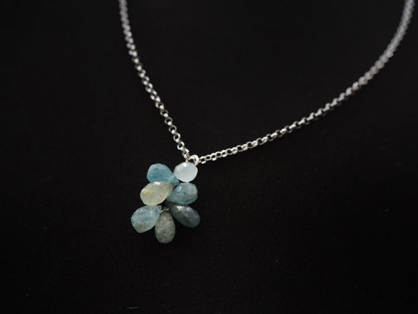 Aquamarine briolette pendant and sterling silver chain necklace