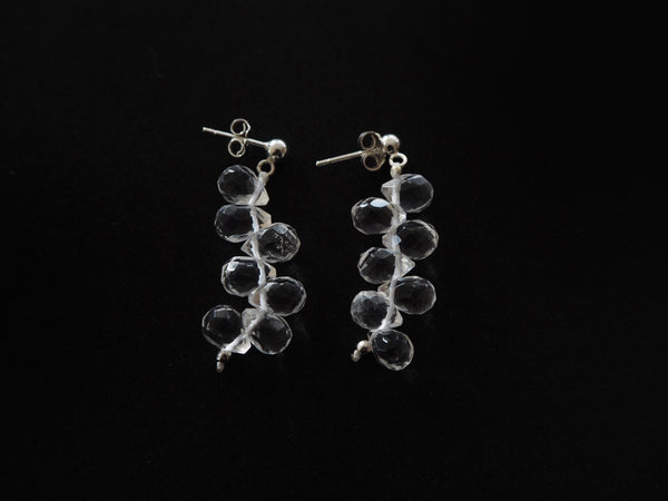 Rock crystal quartz faceted briolettes and sterling silver earrings