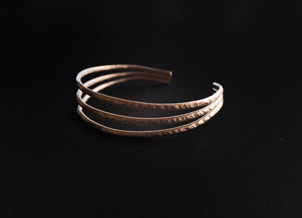 Trio collection - handmade hammered bracelet
