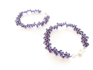 Amethyst - Genuine Amethyst Crystal Quartz Rondelle Bracelet, gifts for her, women bracelet, February gemstone, Pisces, and 6th-anniversary gemstone