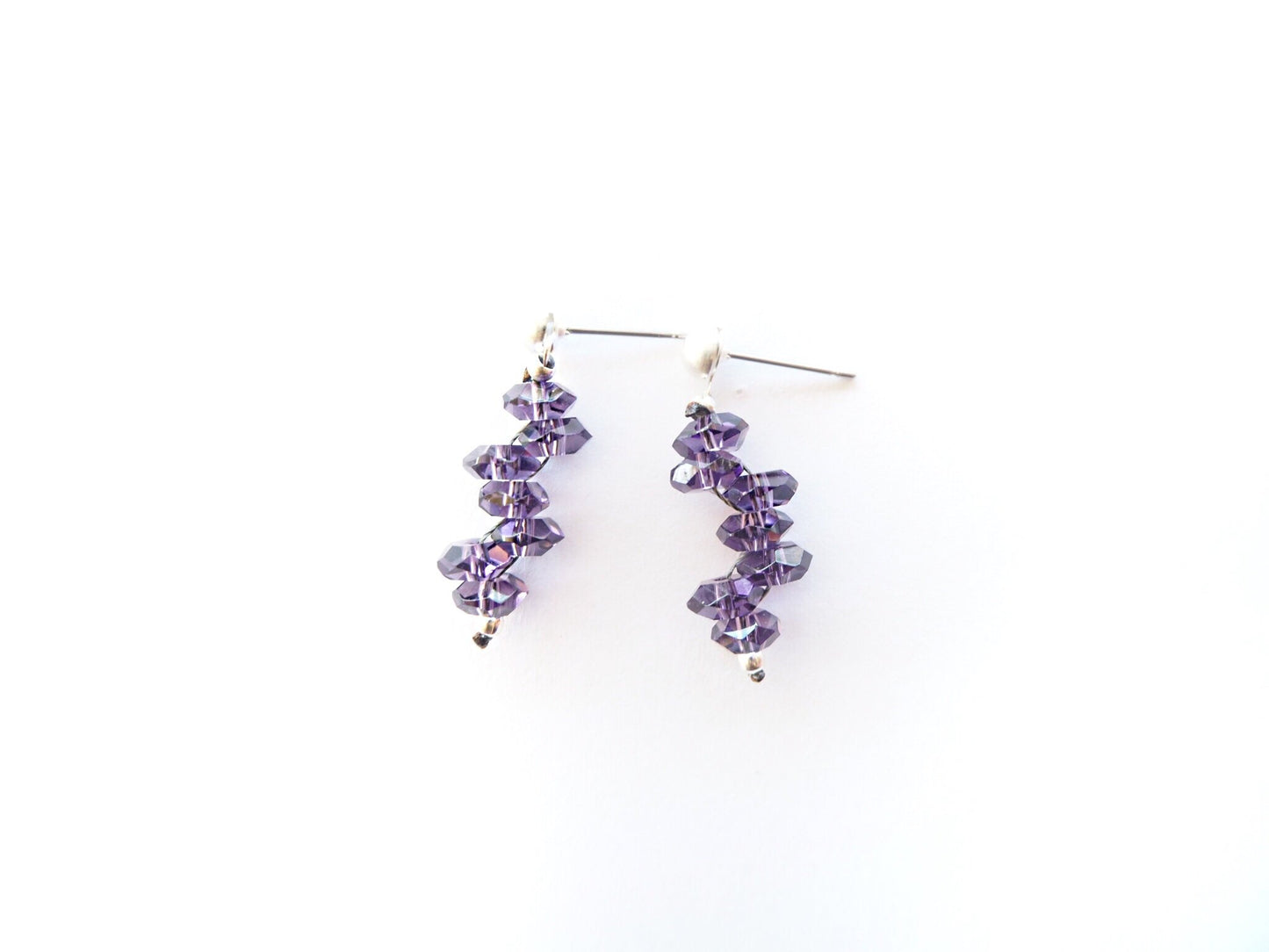 Amethyst quartz rondelle and silver earrings