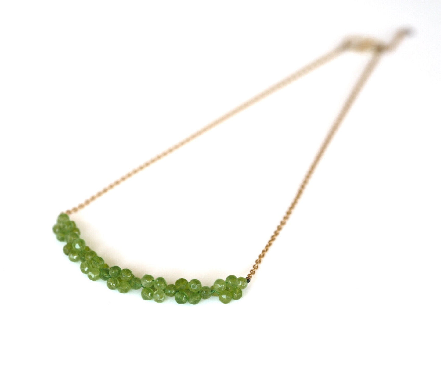 Peridot and silver chain necklace